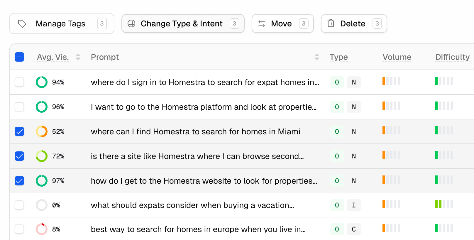 Screenshot for Bulk Change Prompt Intent and Type