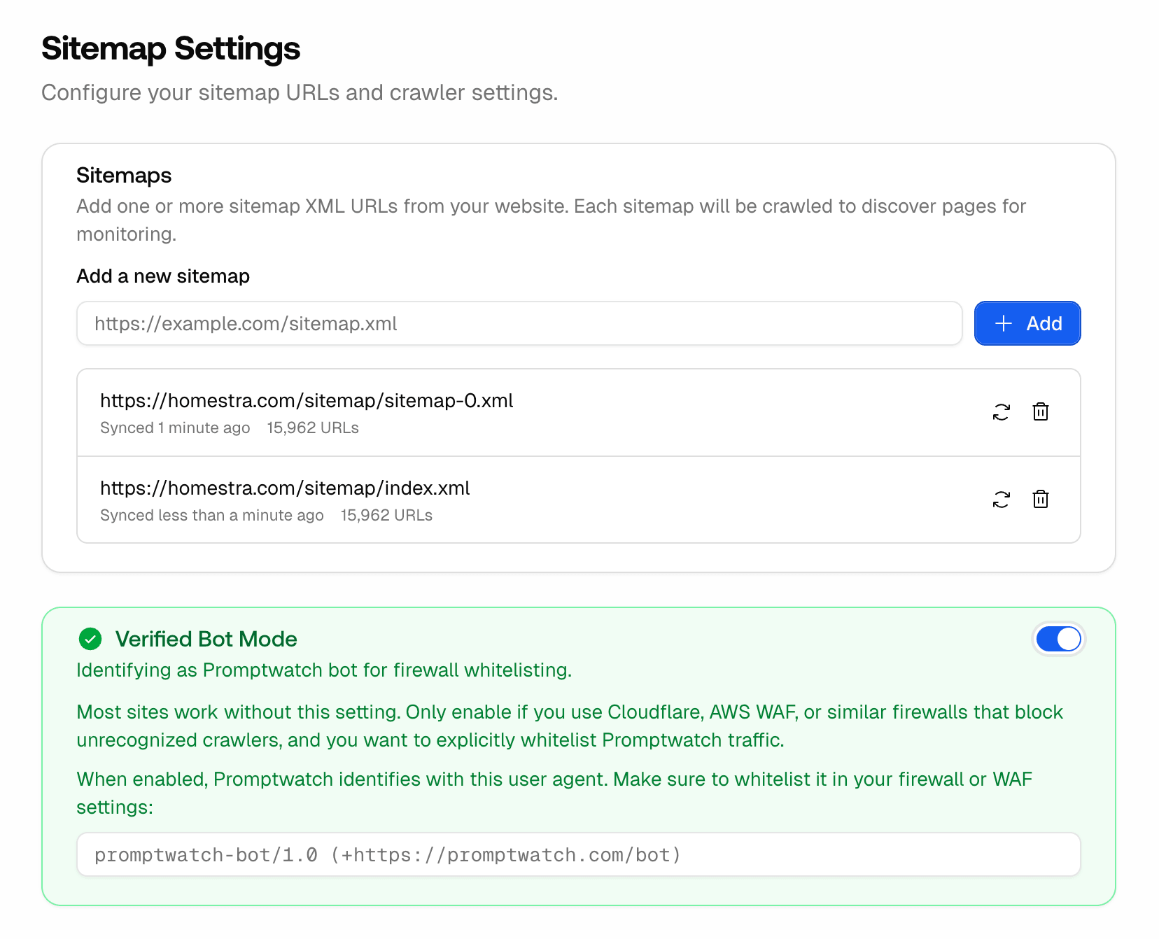 Screenshot for Multiple Sitemaps Support